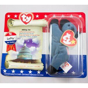 Ty Teenie Beanie Babies Lefty The Donkey McDonalds Toy DOB July 4, 1996